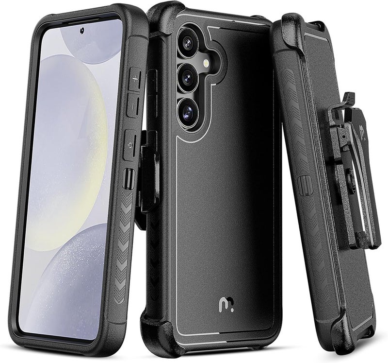 M MYBAT PRO Maverick Series for Samsung Galaxy S25 Plus Case with Belt Clip Holster, 6.7 inch, Heavy Duty Military Grade Drop Protective Case with 360° Rotating Stand (No Screen Protector) Black - Image 1